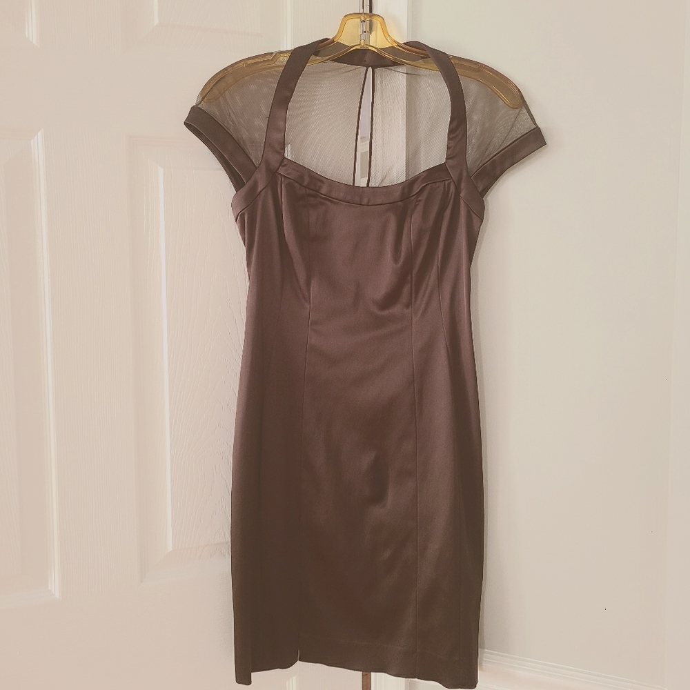 Chocolate Mesh Mini Dress